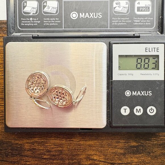 Violet Purple CZ Gemstone Dangle Earrings VTG Sterling Silver 925 Oval 1.5" L - Picture 7 of 8